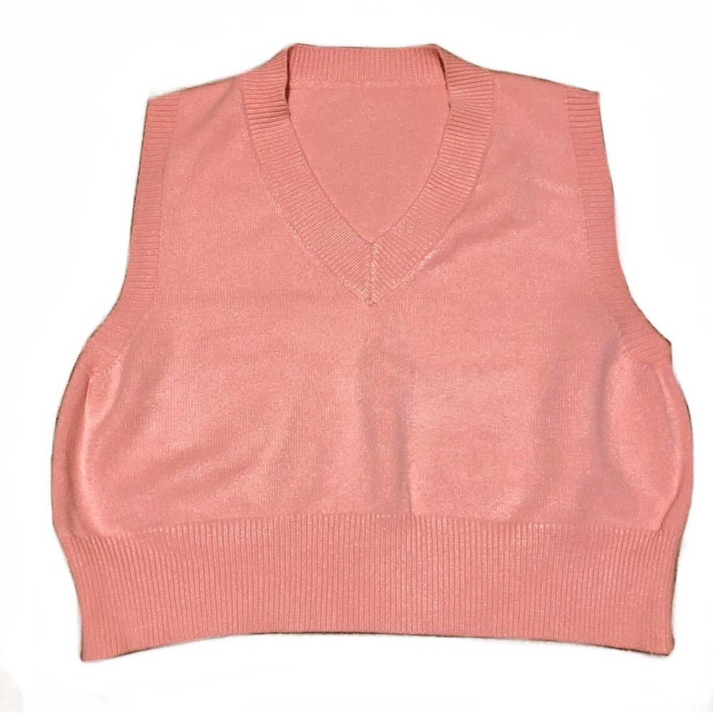 Pink Cropped Sweater Vest